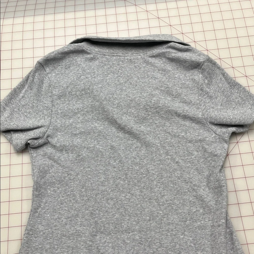HELLO KITTY by Sanrio Polo Johnny Collar Stretch Rib Knit Grey Short SL Dress XL